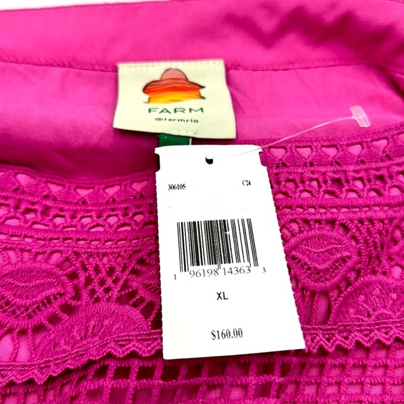 Farm Rio Morada Boa Guipire Lace Pink Mini Skirt Size XL - Picture 14 of 17